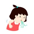 Sick girl vomiting cartoon . Royalty Free Stock Photo