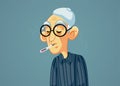 Sick Grandfather Having High Fever Vector Illustration