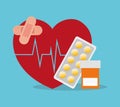 sick heartbeat healthy medicine bottle pills
