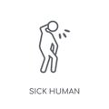 sick human linear icon. Modern outline sick human logo concept o