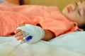Sick kid sleeping in hospital Royalty Free Stock Photo