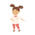 Sick Little Girl Feeling Unwell Suffering from Vomiting Sickness Vector Illustration