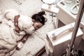 Sick little girl sleeping in the hospital Royalty Free Stock Photo