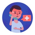 Sick man calls a doctor colorful pictogram