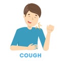 Sick man cough. Male person with flu