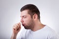 Sick man having a cough Royalty Free Stock Photo