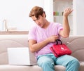 Sick man at home with first aid kit Royalty Free Stock Photo