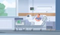 Sick man lies in bed in a ward in a hospital. Hospitalization of the patient Royalty Free Stock Photo