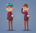 Sick man. Unhappy character. Vector cartoon illustration Royalty Free Stock Photo