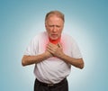 Sick old man, elderly guy, having severe infection, chest pain Royalty Free Stock Photo