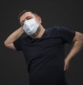 Sick old man in medical mask