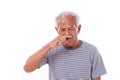 Sick old man, runny nose Royalty Free Stock Photo