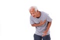 sick old man suffering from heart attack or breathing difficulties