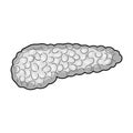 A sick pancreas.The infected part of the body with diabetes.Diabetes single icon in monochrome style vector symbol stock