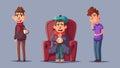 Sick people. Unhappy character. Vector cartoon illustration Royalty Free Stock Photo