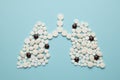 Sick person`s lungs from pills, contagious tuberculosis