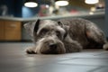 Sick Sad Dog Lying Down at Veterinary Office