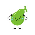 Sick sad kawaii gallbladder. Characters to illustrate the problem of cholecystitis, gallstone disease. Vector isolated