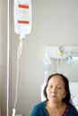 Sick senior infusion at hospital Royalty Free Stock Photo