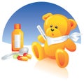 Sick Teddy bear, medicines