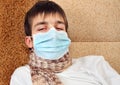 Sick Teenager in Flu Mask