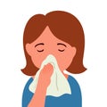 Sick woman cough and cold vector illustration Royalty Free Stock Photo