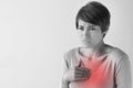 Sick woman with heart attack, chest pain, health problem Royalty Free Stock Photo