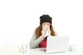 Sick woman at the office Royalty Free Stock Photo