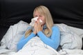 Sick woman suffering from hayfever or flu
