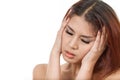 Sick woman suffers from headache, migraine, stress, hangover Royalty Free Stock Photo