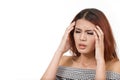 Sick woman suffers from headache, migraine, stress, hangover Royalty Free Stock Photo