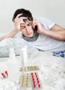 Sick Young Man with Flu Royalty Free Stock Photo
