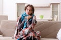 The sick young woman suffering at home Royalty Free Stock Photo