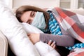 The sick young woman suffering at home Royalty Free Stock Photo