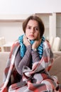 The sick young woman suffering at home Royalty Free Stock Photo