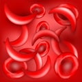 Sickle cell disease. SCD. red background. Anemia or anaemia