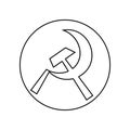 sickle and hammer in a circle icon. Element of Communism Capitalism for mobile concept and web apps icon. Outline, thin line icon