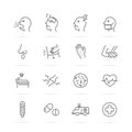 Sickness and illness vector line icons