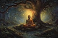 siddhartha gautama enlightened under bodhi tree, generative AI Royalty Free Stock Photo