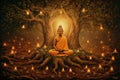 siddhartha gautama enlightened under bodhi tree, generative AI Royalty Free Stock Photo