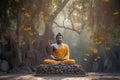 siddhartha gautama enlightened under bodhi tree, generative AI Royalty Free Stock Photo