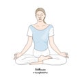 Siddhasana or Accomplished Pose with Chin Mudra. Yoga Practice. Vector Royalty Free Stock Photo