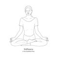 Siddhasana or Accomplished Pose with Chin Mudra. Yoga Practice. Vector Royalty Free Stock Photo