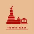 Siddhivinayak Ganapati temple vector icon. Ashtavinayak Ganesh Mandir icon Royalty Free Stock Photo