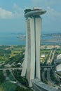 Side aerial view of Marina Bay Sands Hotel