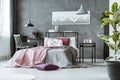 Side angle of gray bedroom Royalty Free Stock Photo