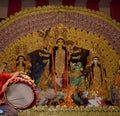 Dhaki or drummer playing Dhaak during Durga Pooja Festival Royalty Free Stock Photo