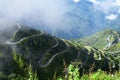 Side Angle View of Old Silk Route Zig Zag Road Royalty Free Stock Photo