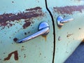 side angled view of studebaker door handles Royalty Free Stock Photo