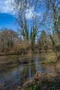 side arm of the Nidda river in Frankfurt, Hesse, Germany Royalty Free Stock Photo